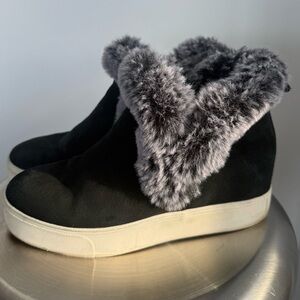 Women's J/Slides NYC Black Faux Fur Lined Sneaker-Boots